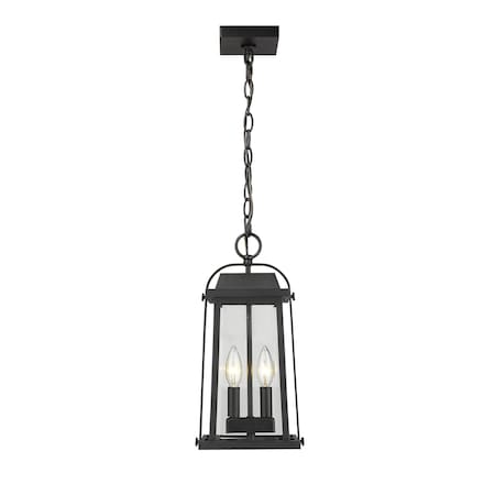 Z-Lite Millworks 2 Light Outdoor Chain Mount Ceiling Fixture, Black & Clear Beveled 574CHM-BK